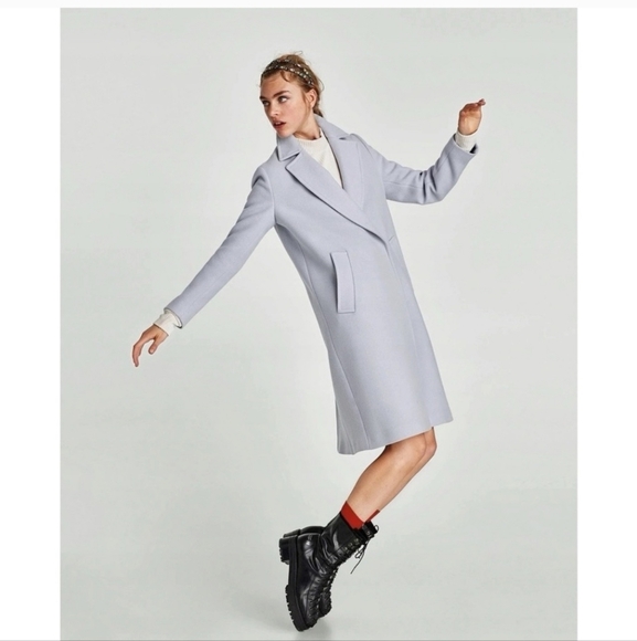 Zara Women's Soft Ligth Blue Trench Coat - Picture 2 of 14